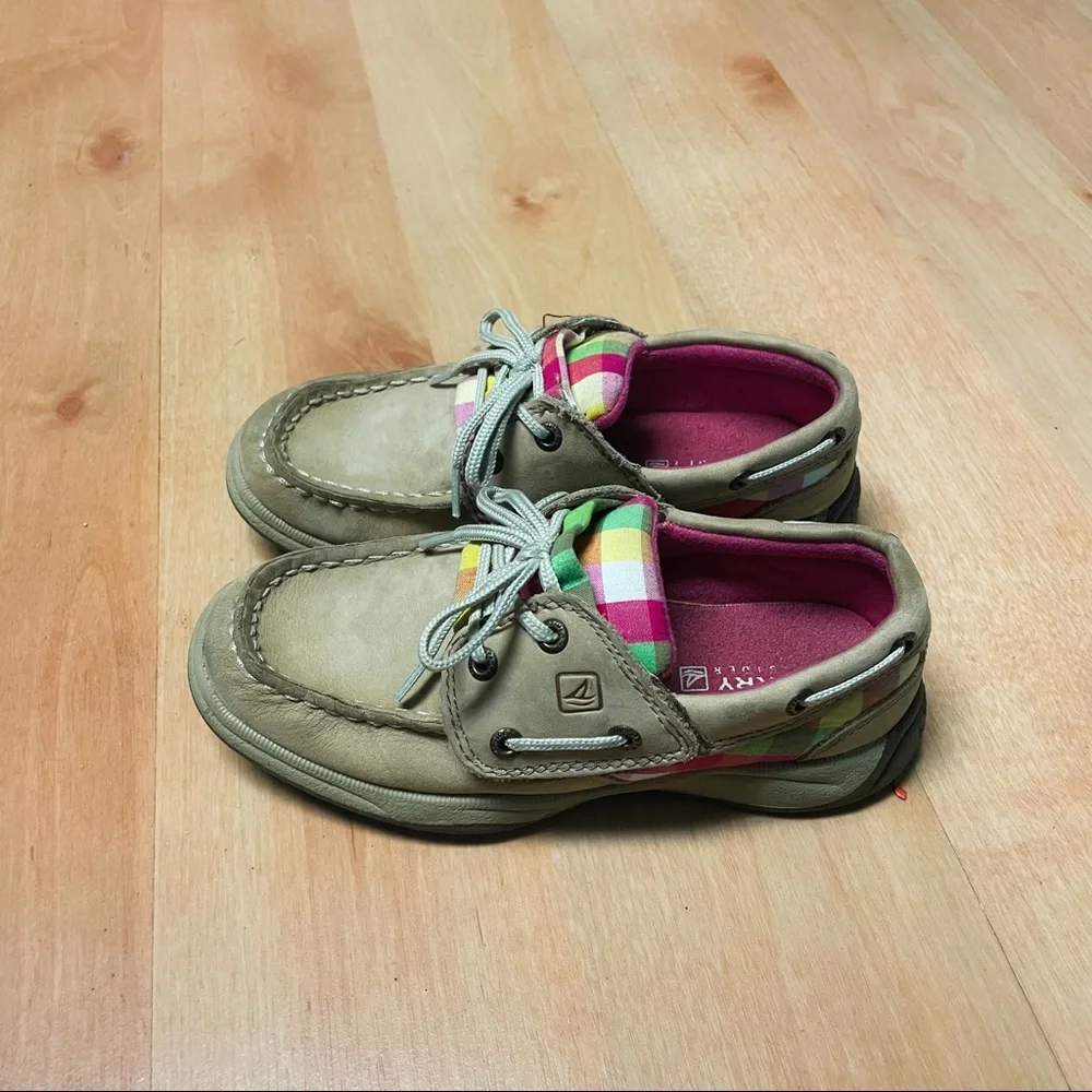 Sperry Multi-Color Plaid Intrepid AC Girls Slip On Loafer Boat Shoes Size 11